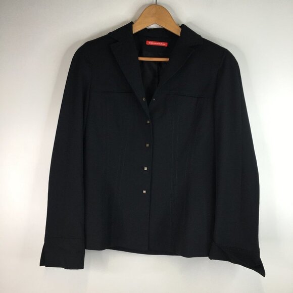 Alain Manoukian Black Snap Button Blazer Jacket Size 10 - Picture 1 of 9